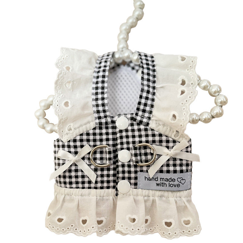 HKM-6392381 Black and White Plaid or Red and White Plaid Pet Chest Skirt for Dogs and Cats
