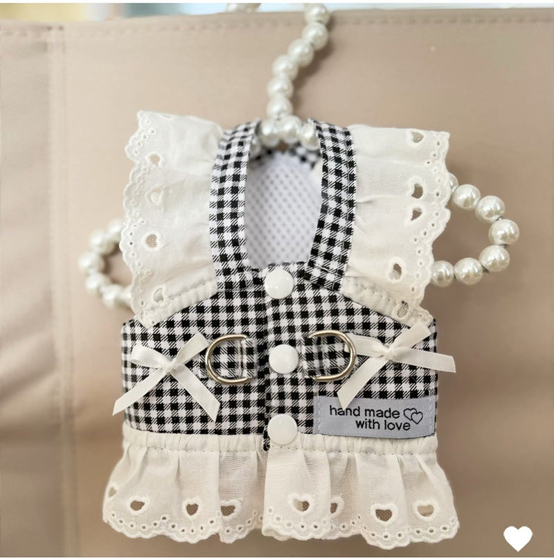 HKM-6392381 Black and White Plaid or Red and White Plaid Pet Chest Skirt for Dogs and Cats