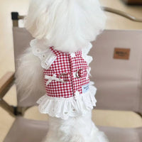 HKM-6392381 Black and White Plaid or Red and White Plaid Pet Chest Skirt for Dogs and Cats