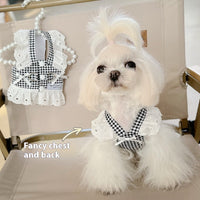 HKM-6392381 Black and White Plaid or Red and White Plaid Pet Chest Skirt for Dogs and Cats