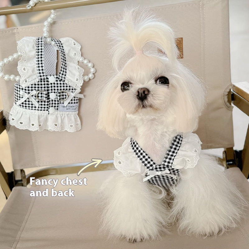 HKM-6392381 Black and White Plaid or Red and White Plaid Pet Chest Skirt for Dogs and Cats