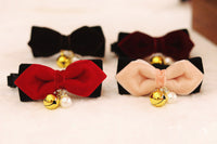 HKM-6392765 Elegant Velvet Pet Bow Tie for Dogs and Cats - Red, Wine Red, Brown, Orange Pink - Sizes XS to L