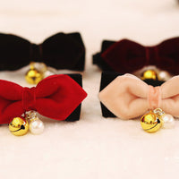 HKM-6392765 Elegant Velvet Pet Bow Tie for Dogs and Cats - Red, Wine Red, Brown, Orange Pink - Sizes XS to L