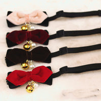HKM-6392765 Elegant Velvet Pet Bow Tie for Dogs and Cats - Red, Wine Red, Brown, Orange Pink - Sizes XS to L