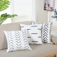 HKM-639315 Geometric Line Print Short Plush Pillowcase, Modern Simple Design, 45x45cm