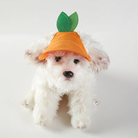 HKM-6393405 Orange Monochrome Pet Sunshade Hat with Sunscreen Strap - Size S/M