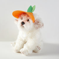 HKM-6393405 Orange Monochrome Pet Sunshade Hat with Sunscreen Strap - Size S/M