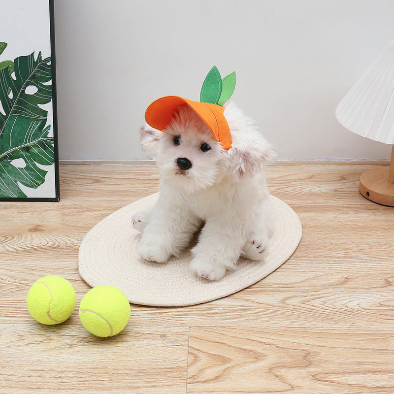 HKM-6393405 Orange Monochrome Pet Sunshade Hat with Sunscreen Strap - Size S/M