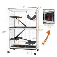 HKM-6394429 Spacious Multi-Tiered Small Animal Cage with Removable Tray and Hammock for Ferrets and Chinchillas