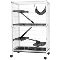 HKM-6394429 Spacious Multi-Tiered Small Animal Cage with Removable Tray and Hammock for Ferrets and Chinchillas
