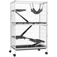 HKM-6394429 Spacious Multi-Tiered Small Animal Cage with Removable Tray and Hammock for Ferrets and Chinchillas