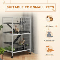 HKM-6394429 Spacious Multi-Tiered Small Animal Cage with Removable Tray and Hammock for Ferrets and Chinchillas