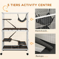 HKM-6394429 Spacious Multi-Tiered Small Animal Cage with Removable Tray and Hammock for Ferrets and Chinchillas
