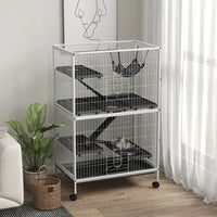 HKM-6394429 Spacious Multi-Tiered Small Animal Cage with Removable Tray and Hammock for Ferrets and Chinchillas