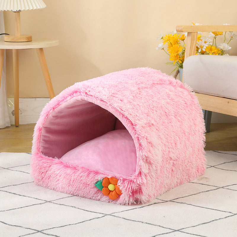HKM-6394813 Cozy Semi-Closed Cat Nest Warm House - Compressible, Various Colors