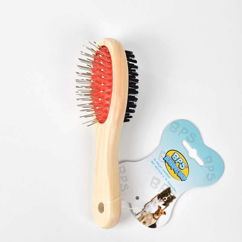 HKM-6396349 Stainless Steel Needle Comb and Wooden Brush for Pet Fur Grooming