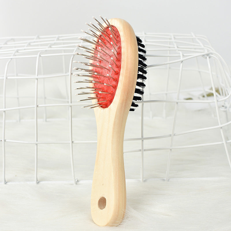 HKM-6396349 Stainless Steel Needle Comb and Wooden Brush for Pet Fur Grooming