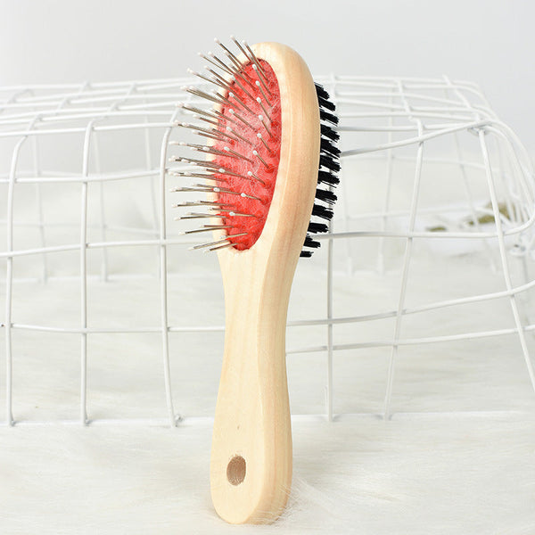 HKM-6396349 Stainless Steel Needle Comb and Wooden Brush for Pet Fur Grooming