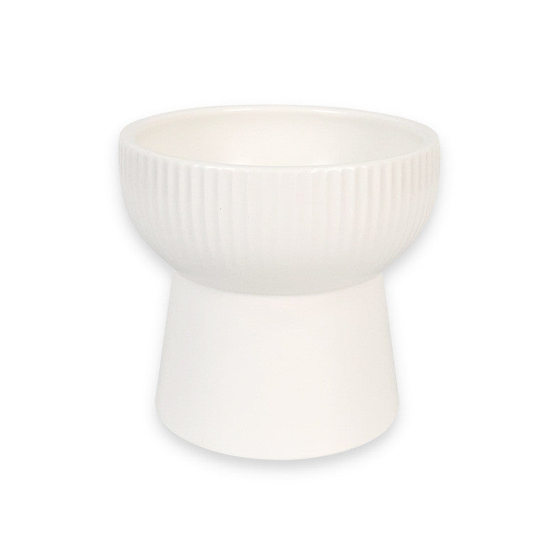 HKM-6396733 Ceramic Pet Bowl in White, Black, Pink, and Green - 11.5CM Diameter, 12CM Height