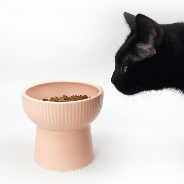 HKM-6396733 Ceramic Pet Bowl in White, Black, Pink, and Green - 11.5CM Diameter, 12CM Height