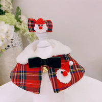 HKM-6398141 Pet Christmas Scarves and Outfit Set with Hair Clips - Unisex Cotton Blend, Sizes S, M, L