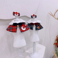 HKM-6398141 Pet Christmas Scarves and Outfit Set with Hair Clips - Unisex Cotton Blend, Sizes S, M, L