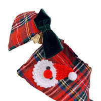 HKM-6398141 Pet Christmas Scarves and Outfit Set with Hair Clips - Unisex Cotton Blend, Sizes S, M, L