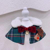 HKM-6398141 Pet Christmas Scarves and Outfit Set with Hair Clips - Unisex Cotton Blend, Sizes S, M, L