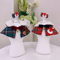 HKM-6398141 Pet Christmas Scarves and Outfit Set with Hair Clips - Unisex Cotton Blend, Sizes S, M, L