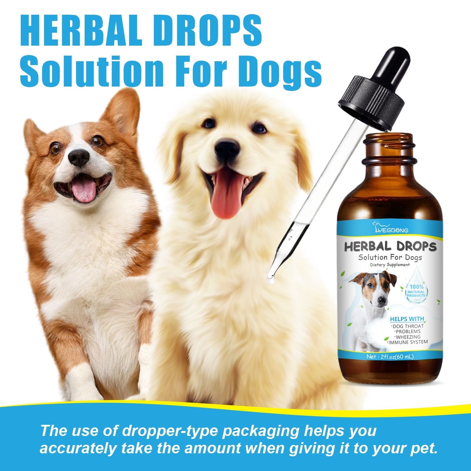 HKM-6398397 Herbal Cough Relief Drops for Pets with Natural Extracts, 60ml
