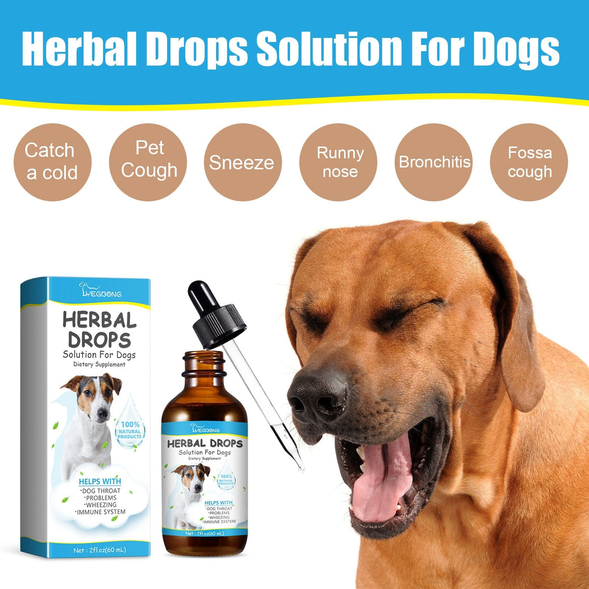 HKM-6398397 Herbal Cough Relief Drops for Pets with Natural Extracts, 60ml