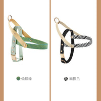 HKM-6398525 Shadow White and Fairy Brown Green Nylon Pet Harness with Rope Chain