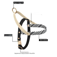 HKM-6398525 Shadow White and Fairy Brown Green Nylon Pet Harness with Rope Chain
