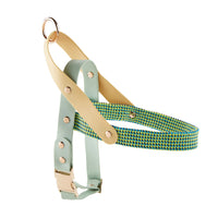 HKM-6398525 Shadow White and Fairy Brown Green Nylon Pet Harness with Rope Chain