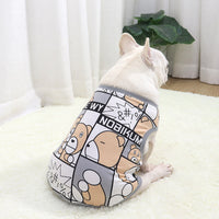 HKM-6398909 Cotton Comic Bear Vest for Dogs - Casual Wear for Bulldogs, Pugs, and More