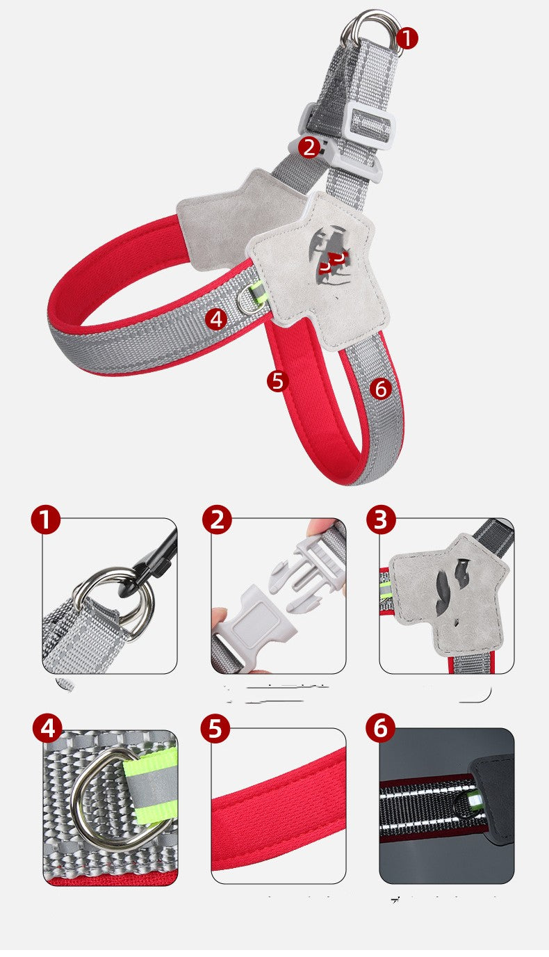 HKM-6399805 Breathable Mesh Dog Harness with Hand Holding Rope in Multiple Colors