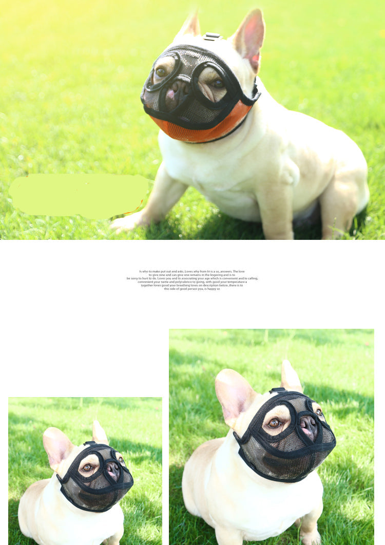 HKM-6400189 Puppy Anti-Bite and Bark Mesh Mouth Cover - Adjustable Sizes in Orange and Black