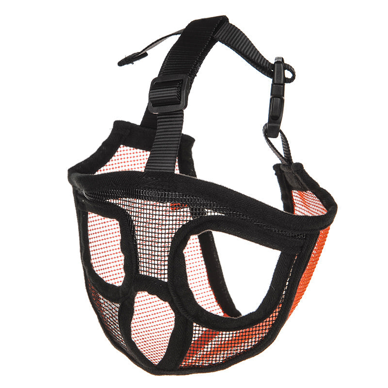 HKM-6400189 Puppy Anti-Bite and Bark Mesh Mouth Cover - Adjustable Sizes in Orange and Black