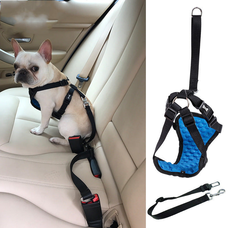 HKM-6400317 Comfortable Mesh Pet Car Seat Belt with Chest Strap - Sizes S, M, L, XL in Black