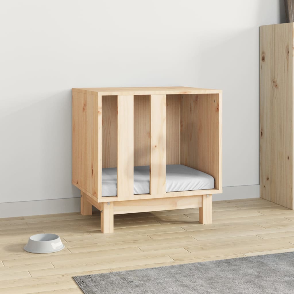 HKM-6400573 Solid Pine Wood Dog House with Multiple Size Options - Comfortable Cozy Shelter for Pets