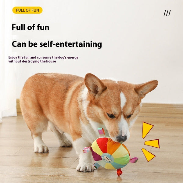 HKM-6401341 Interactive Plush Dog Toy - Sound Frisbee in Duckling, Chicken, Shark, Seal Designs