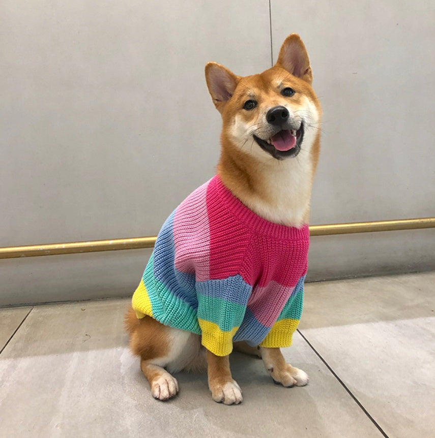 HKM-6404669 Rainbow Wool Sweater for Small Dogs and Puppies - Sizes S to 3XL
