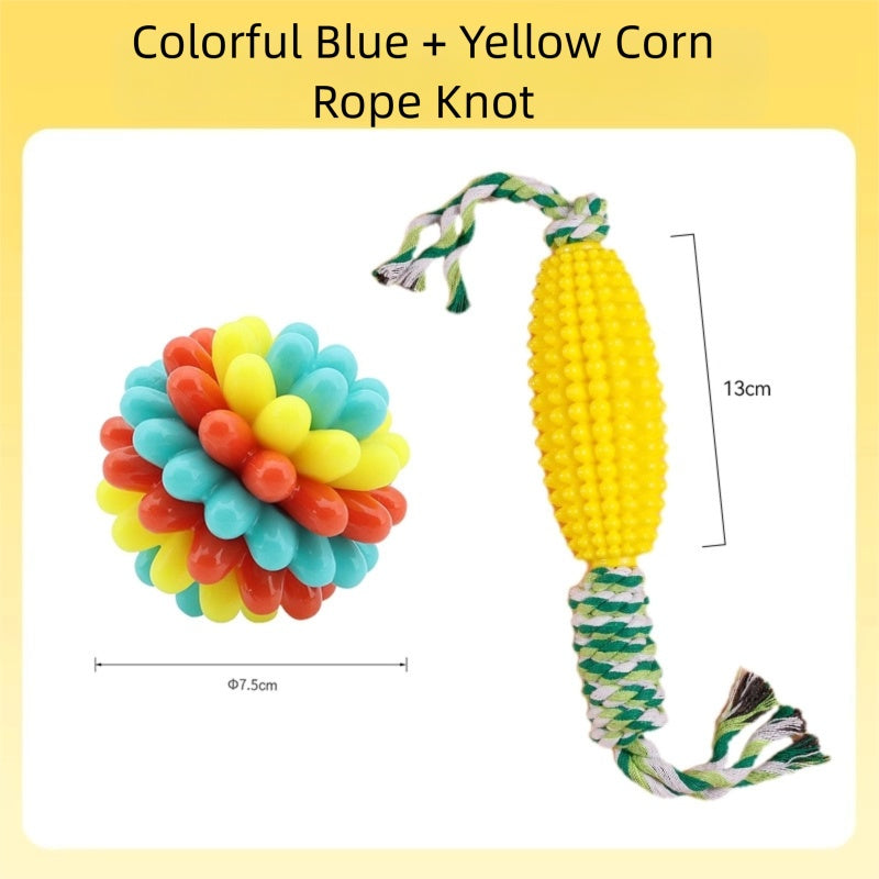 HKM-6404925 Durable Rubber Teething Toy Ball for Dogs, Colorful Chew Ball for Dental Care and Playtime