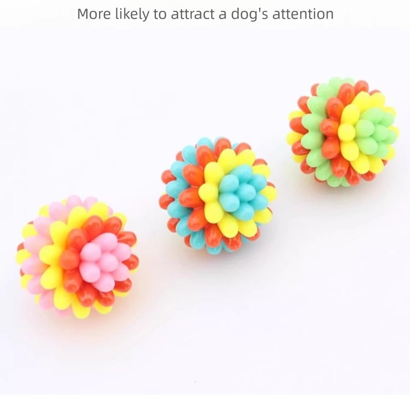 HKM-6404925 Durable Rubber Teething Toy Ball for Dogs, Colorful Chew Ball for Dental Care and Playtime