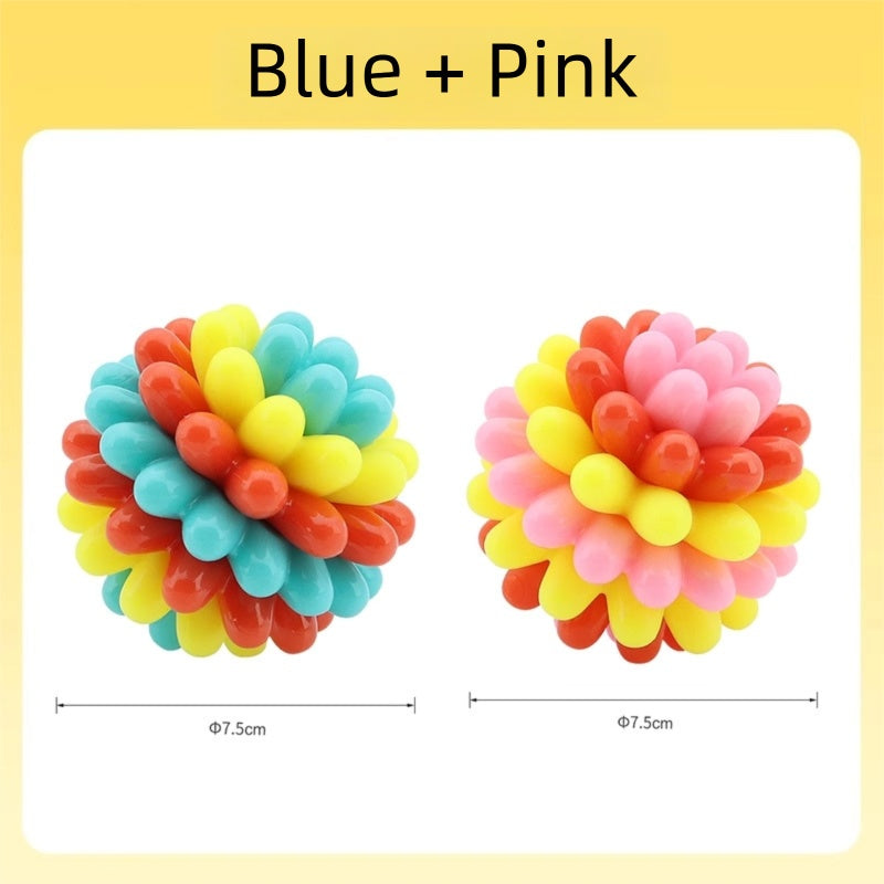 HKM-6404925 Durable Rubber Teething Toy Ball for Dogs, Colorful Chew Ball for Dental Care and Playtime