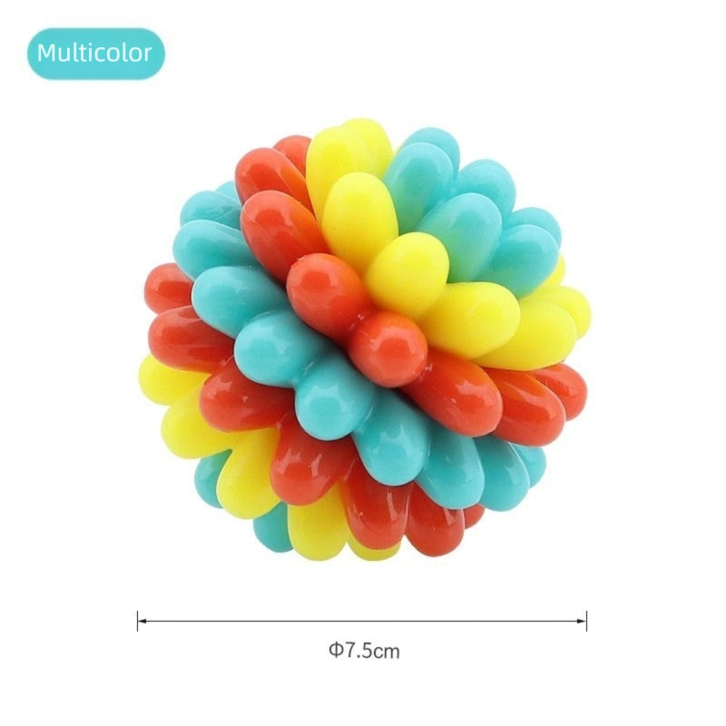 HKM-6404925 Durable Rubber Teething Toy Ball for Dogs, Colorful Chew Ball for Dental Care and Playtime