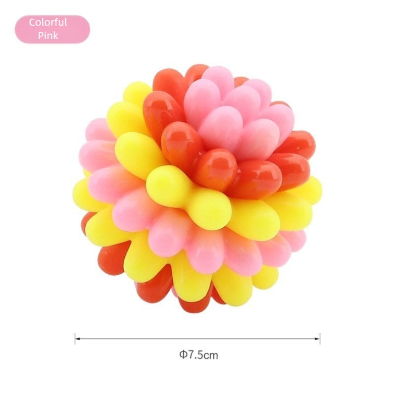 HKM-6404925 Durable Rubber Teething Toy Ball for Dogs, Colorful Chew Ball for Dental Care and Playtime