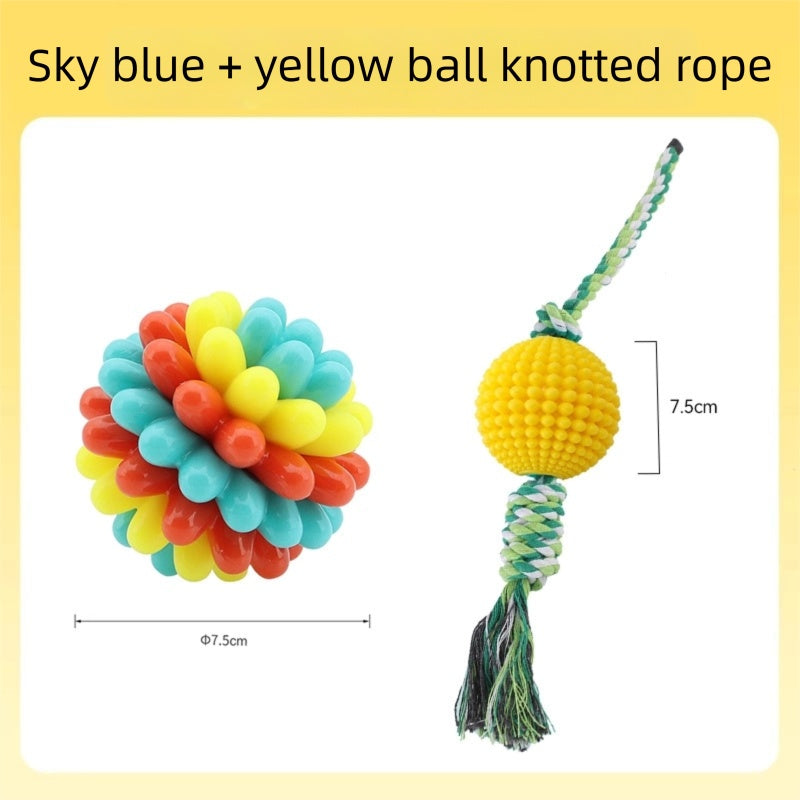 HKM-6404925 Durable Rubber Teething Toy Ball for Dogs, Colorful Chew Ball for Dental Care and Playtime