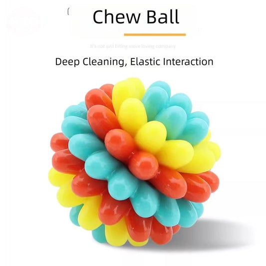 HKM-6404925 Durable Rubber Teething Toy Ball for Dogs, Colorful Chew Ball for Dental Care and Playtime