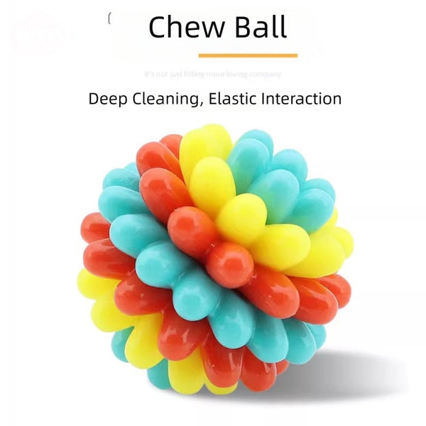 HKM-6404925 Durable Rubber Teething Toy Ball for Dogs, Colorful Chew Ball for Dental Care and Playtime